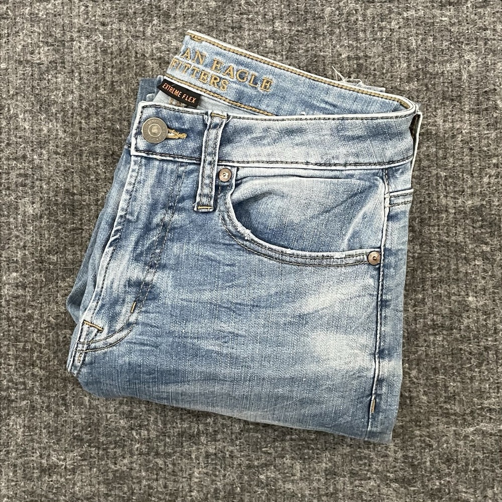 American Eagle Men's 29x34‎ Slim Straight Distressed Denim Jeans Extreme Flex